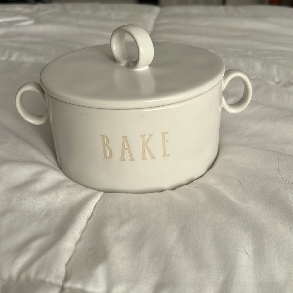 Rae Dunn BAKING round dish dish 5 1/2 inches diameter oven safe microwave
